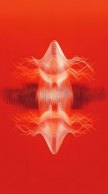 An abstract representation of sound waves gradually fading into complete silence, symbolizing the use of silence for building tension in horror films. The transition should be smooth and visually striking, with a focus on the contrast between sound and absence of sound.