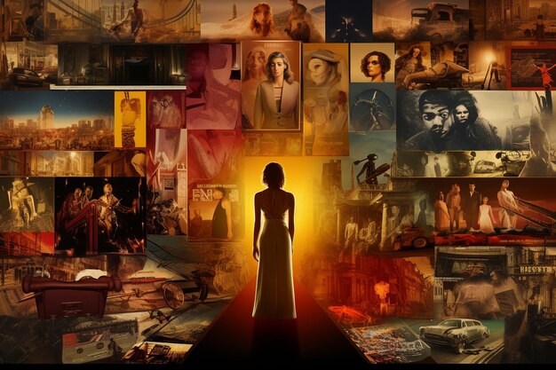 A collage of images from adult animated films that explore themes of existentialism, identity, and social commentary. The images should represent the diversity of animation styles and storytelling approaches within the genre.