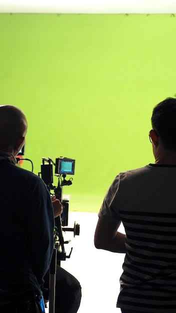 A split screen showing a crew filming a subject on one side and the subject looking directly at the camera with a mix of emotions on the other. The lighting is dramatic, emphasizing the power dynamic between filmmaker and subject.