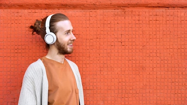A split screen image: one side shows a smiling person listening to music with headphones, and the other side displays an angry emoji overlaid on a smartphone screen with a music streaming app. This represents the mixed reactions to the price increase.