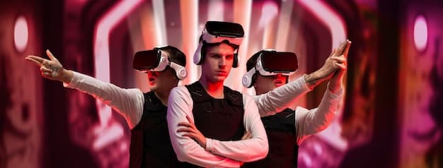 A collage of different virtual concert experiences, including a holographic performer, a VR headset user immersed in a digital environment, and a live chat interface with fans interacting in real-time.