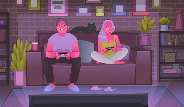 A character from a trending sitcom looking directly at the camera with a comedic expression, indicating a lighthearted moment. The background is a brightly lit living room set.