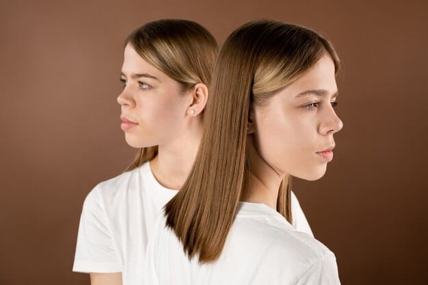 A comparison image showing Kylie Jenner's facial profile from her early teens to her mid-twenties. The before image highlights her original nose shape, while the after image showcases a more refined and slender nasal bridge.