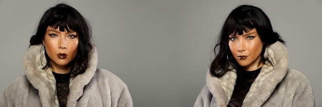 A side-by-side comparison of Kim Kardashian's early photos (circa 2000s) alongside a recent photo (2024). The image visualizes the differences in her facial structure, particularly her nose, jawline, and overall facial volume. Subtle changes should be marked with arrows or circles to guide the viewer's attention.