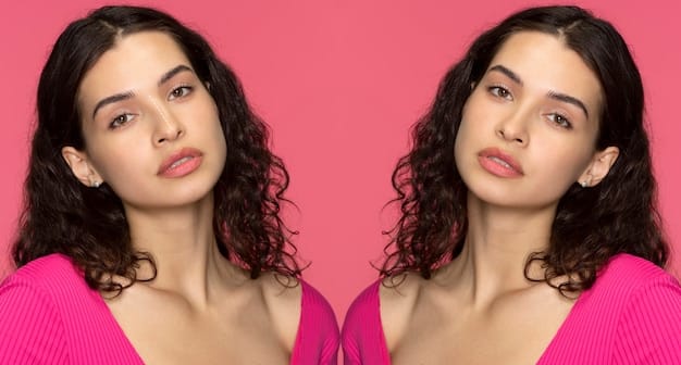 A collage comparing two photos of Kylie Jenner: one from her early teens with thinner lips and a less sculpted face, and another from recent years with fuller lips, more defined cheekbones, and a more contoured jawline.