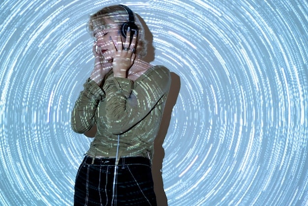 A split image showcasing a tearful scene from a K-drama alongside a person listening to headphones, visually representing how OSTs enhance emotional connections and attract viewers to the drama.