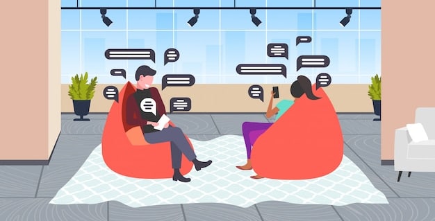 Two Korean drama characters in a heated discussion with speech bubbles containing Korean phrases related to disagreement or denial. The scene is set in a modern office.